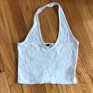 Brandy Melville White cropped halter top
